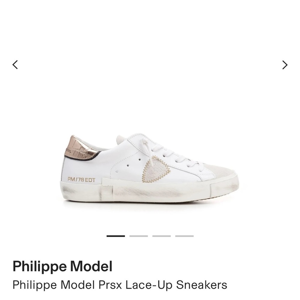 Philippe Model Prsx Lace-Up Sneakers white and gold leather size 37